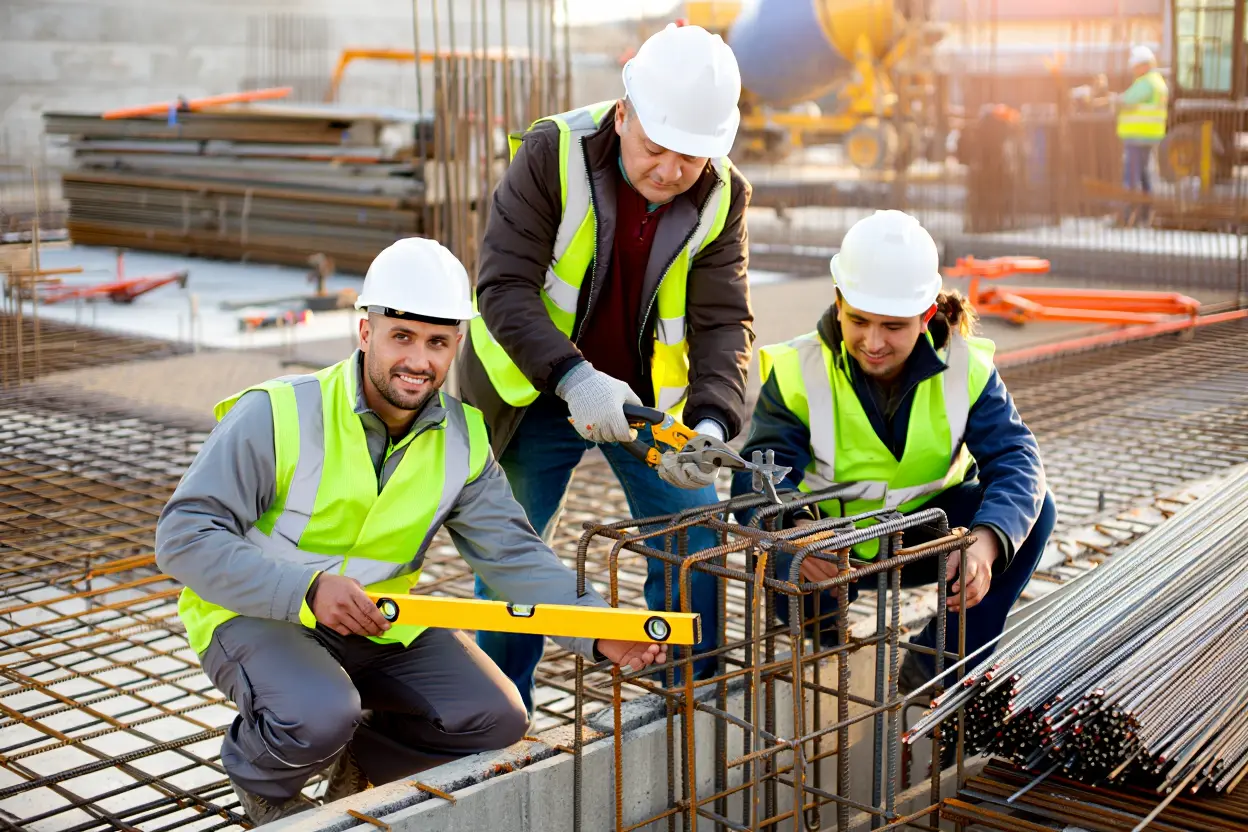 Équipe de maçons roumains sur chantier français