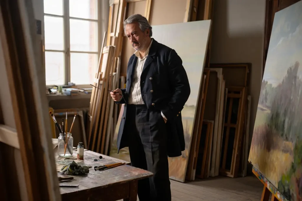 Nicolae Grigorescu dans son atelier