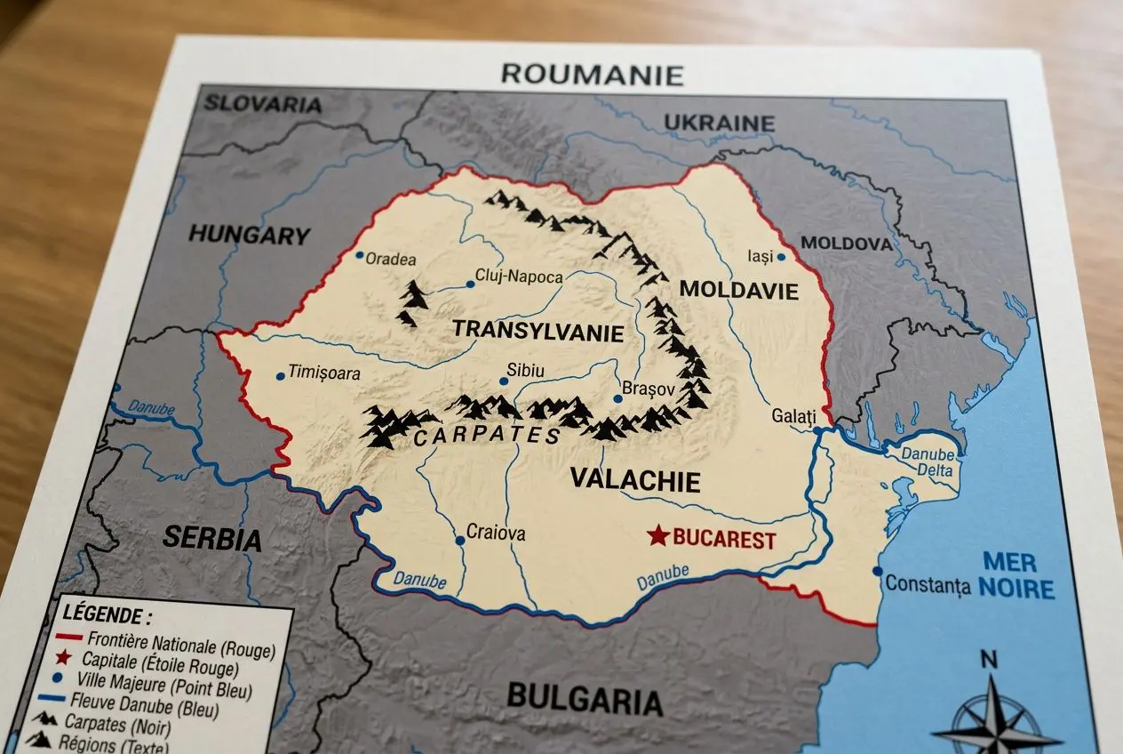 Carte de localisation de la Roumanie en Europe