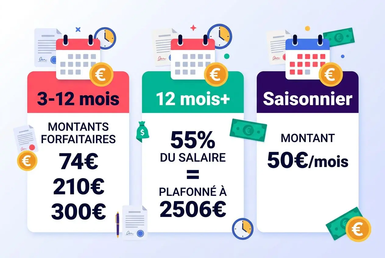Montants taxe OFII selon durée contrat