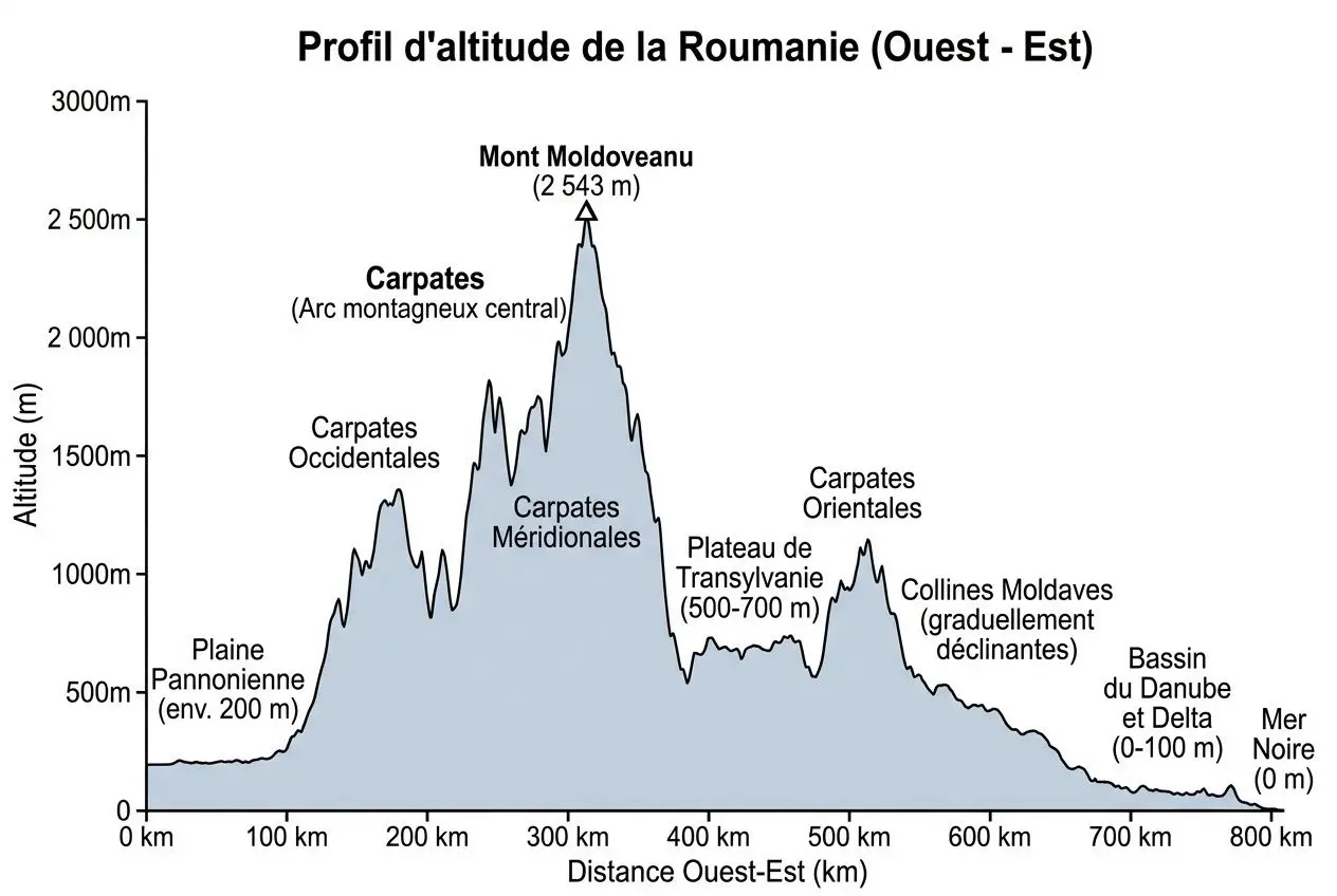 Profil topographique de la Roumanie